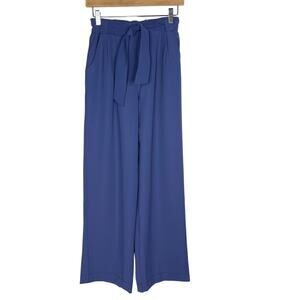Lululemon Womens 4 Gatsby Blue Noir Pant Woven Wide Leg High Rise Tie Waist Belt
